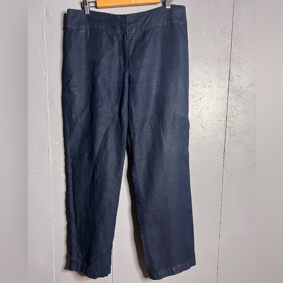 Eileen Fisher 100% Linen Pants Size 12 Coastal Vacation Classic - Picture 1 of 6
